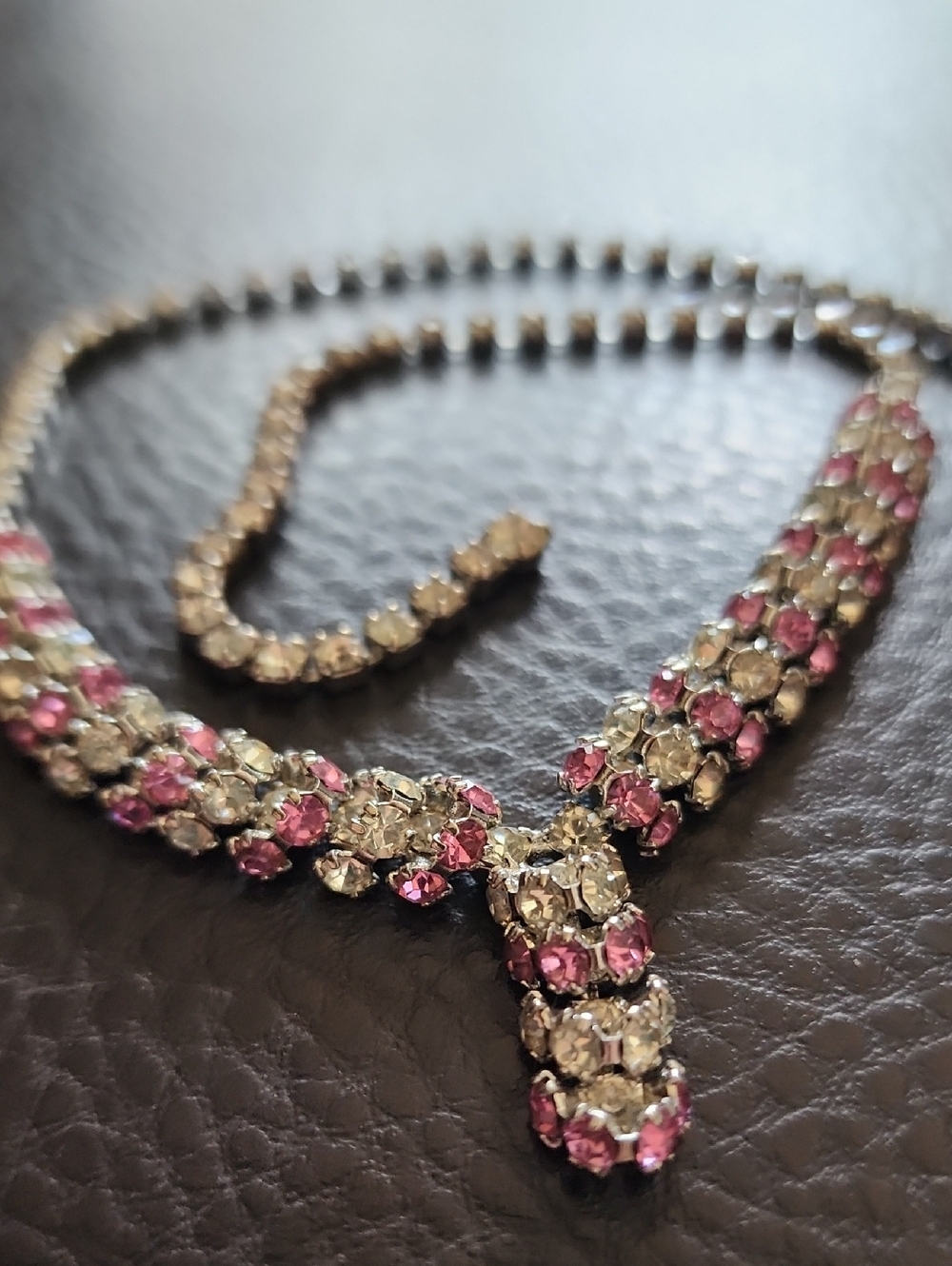 Elegant Pink and Clear Crystal Necklace - Women Jewelry